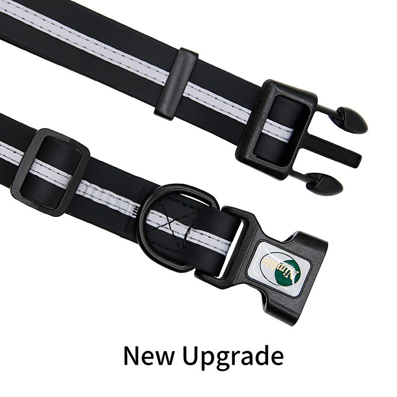 NIMBLE Dog Collar Waterproof Pet Collars Anti-Odor Durable Adjustable PVC & Polyester Soft with Reflective Cloth Stripe Basic Dog Collars S/M/L Sizes (Large (15.35â€-24.8â€inches), Black) - Image 5